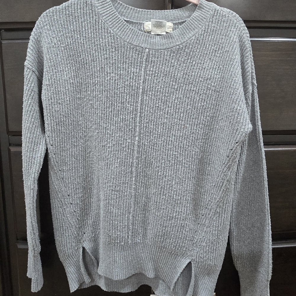 Pink Rose Heather Gray Knit Sweater